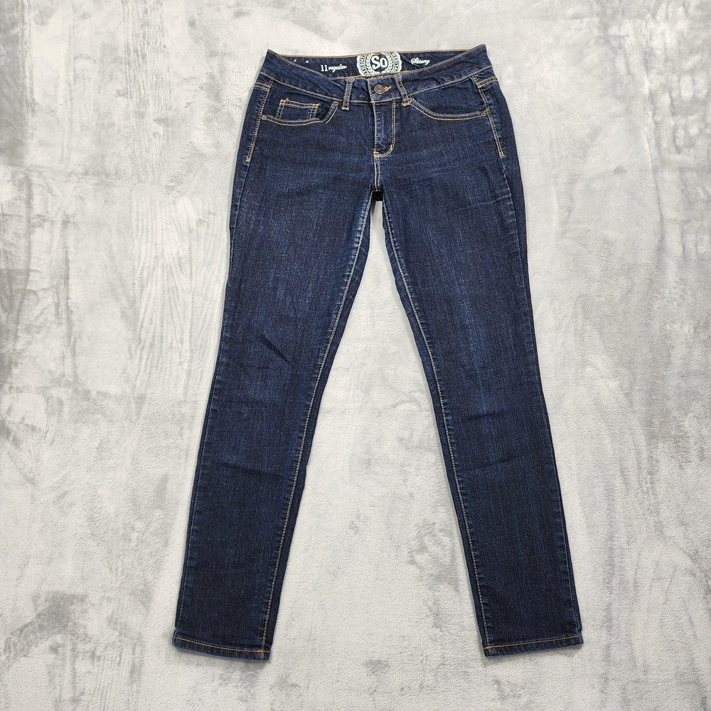 SO‎ Jeans Womens 11 Regular Juniors Blue Low Rise Skinny Stretch Denim Dark Wash